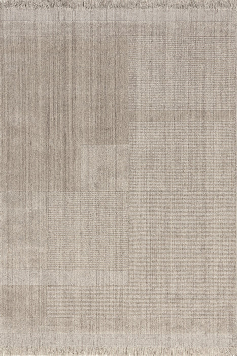 Tappeto in misto lana beige con frange, 160x230 cm