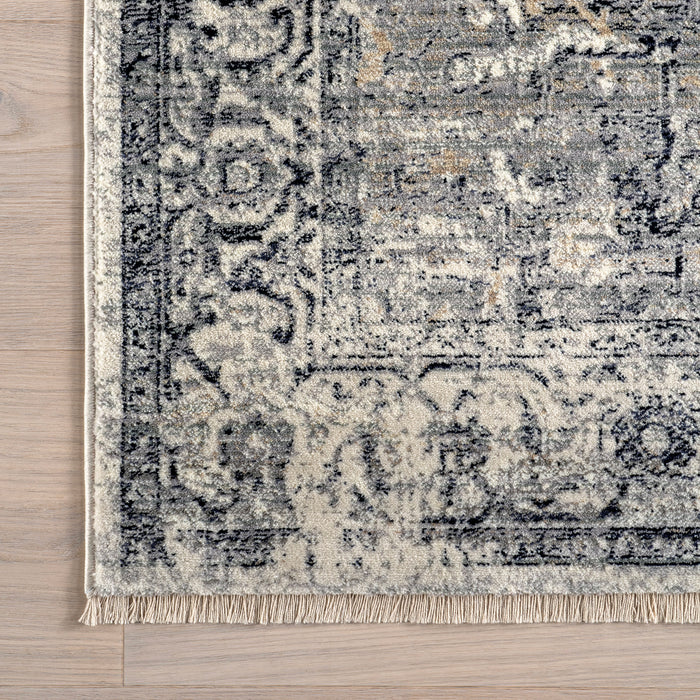 Fringed Blue Medallion Area Rug 160x230 cm