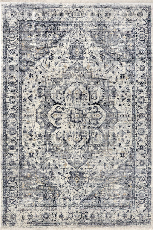 Fringed Blue Medallion Area Rug 160x230 cm