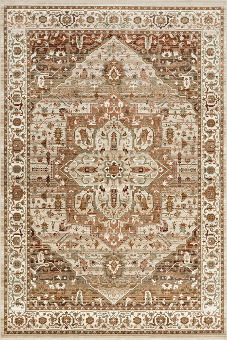 Fringed Brown Medallion Area Rug 120x180 cm