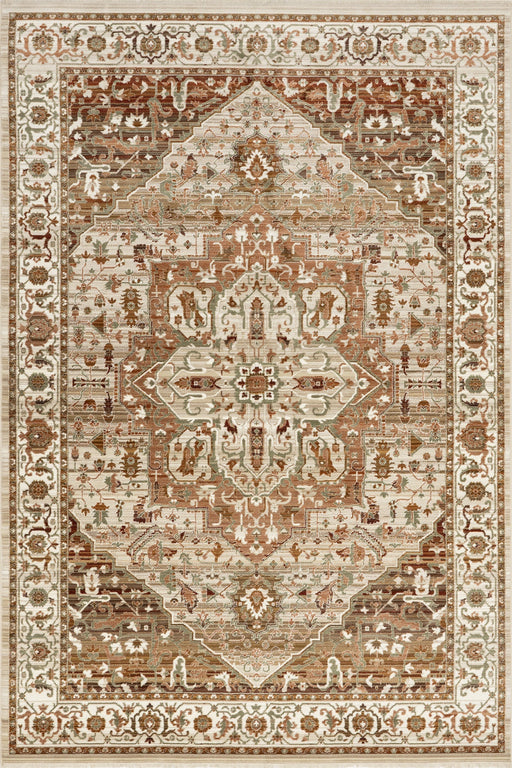 Fringed Brown Medallion Area Rug 150cm