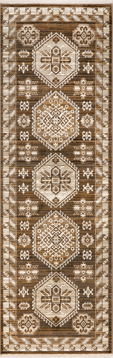 Fringed Brown Nettle Leaf Area Rug 160x230 cm