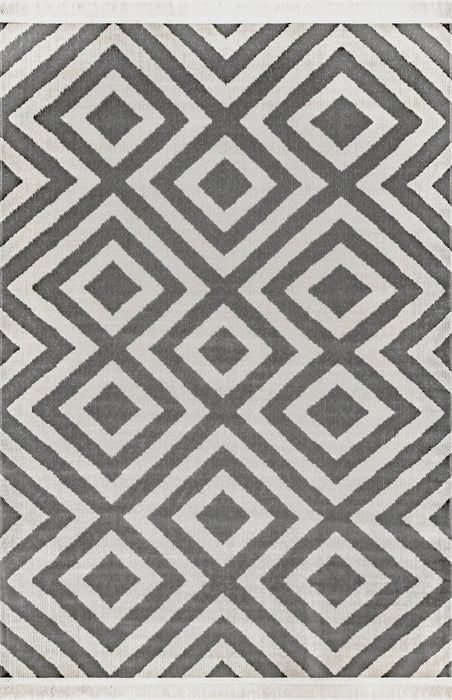 Fringed Grey Indoor Outdoor Area Rug 152 x 244 cm