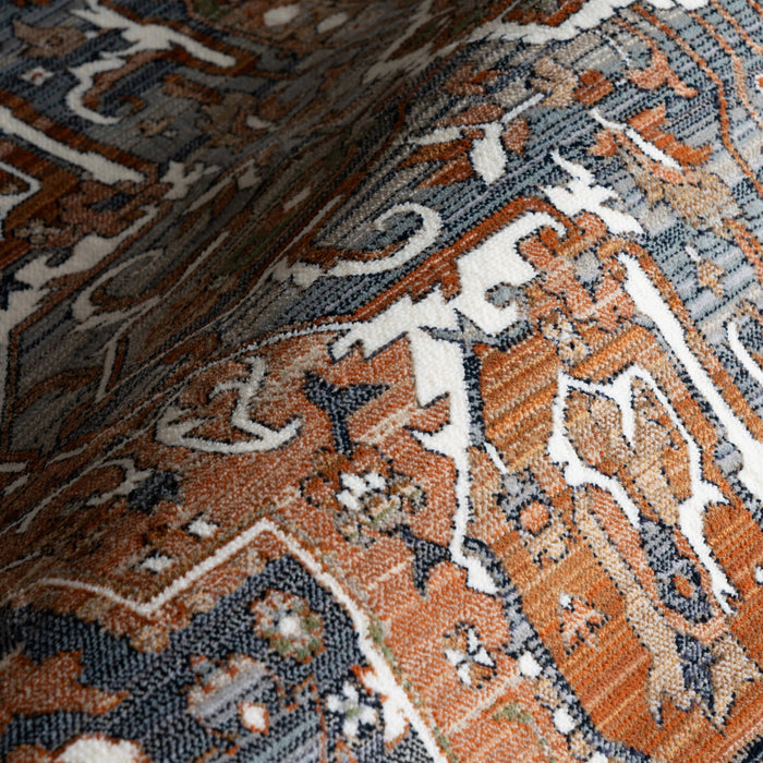 Fringed Medallion Area Rug in Rust 160 cm