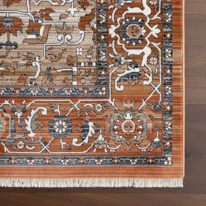 Fringed Medallion Area Rug in Rust 160 cm