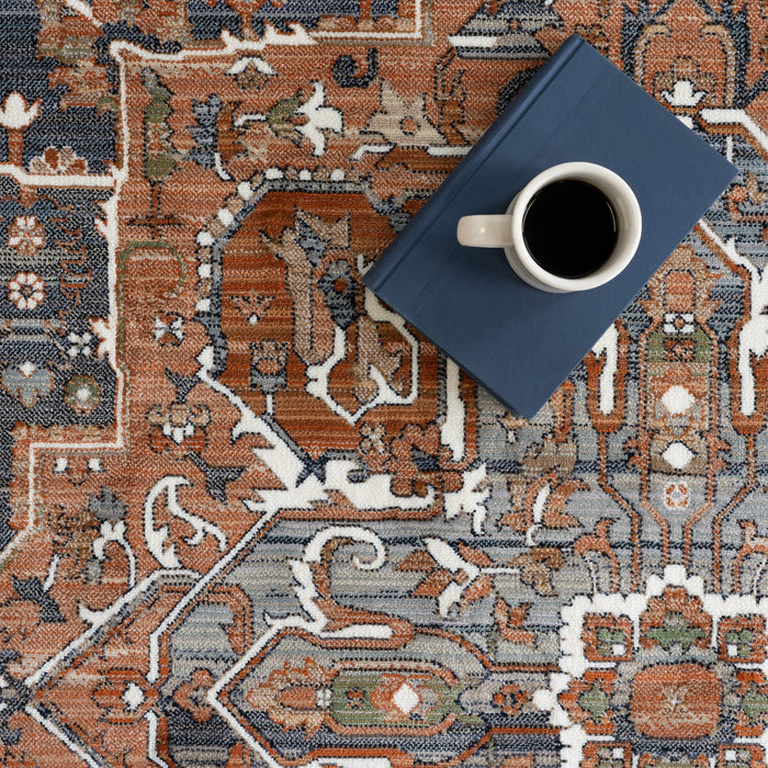 Fringed Medallion Area Rug in Rust 160 cm