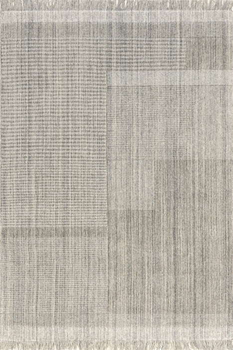 Tappeto in misto lana con frange 140x200 cm Grigio chiaro