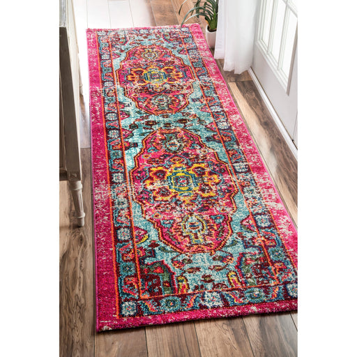 Fuchsia Mosaic Medallion Area Rug 120x180 cm