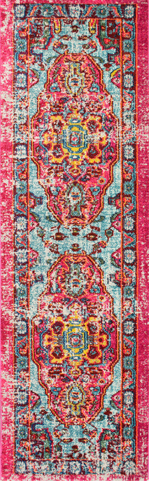 Fuchsia Mosaic Medallion Area Rug 120x180 cm