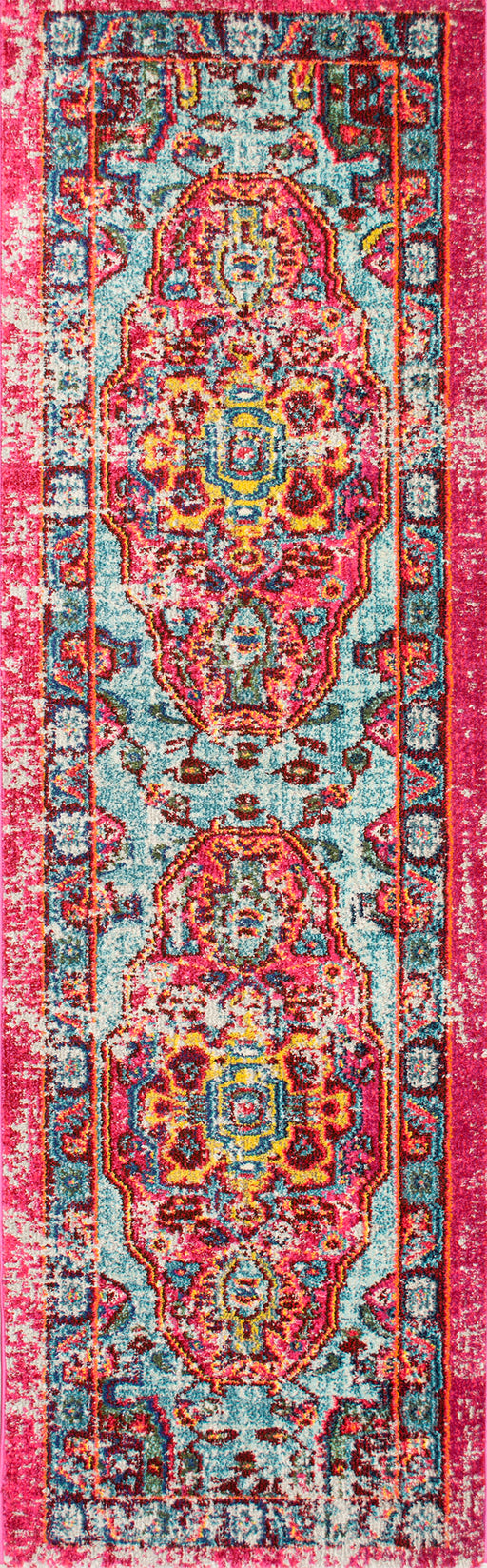 Fuchsia Mosaic Medallion Area Rug 120x180 cm