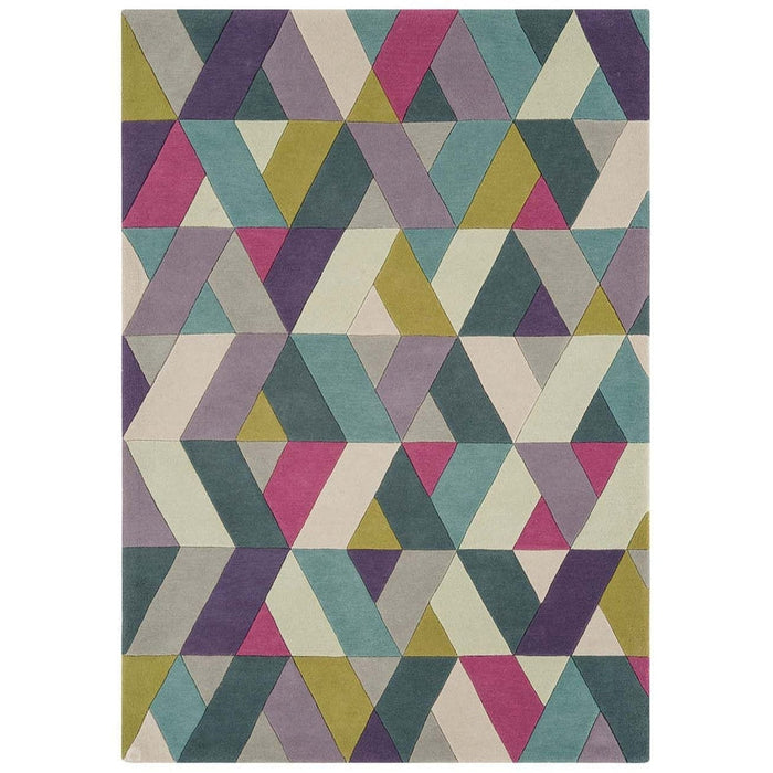 Funk Chevron Modern Geometric High-Density Heavyweight Hand-Woven Wool Blue/Green Multicolour Rug