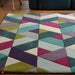 Funk Chevron Modern Geometric High-Density Heavyweight Hand-Woven Wool Blue/Green Multicolour Rug