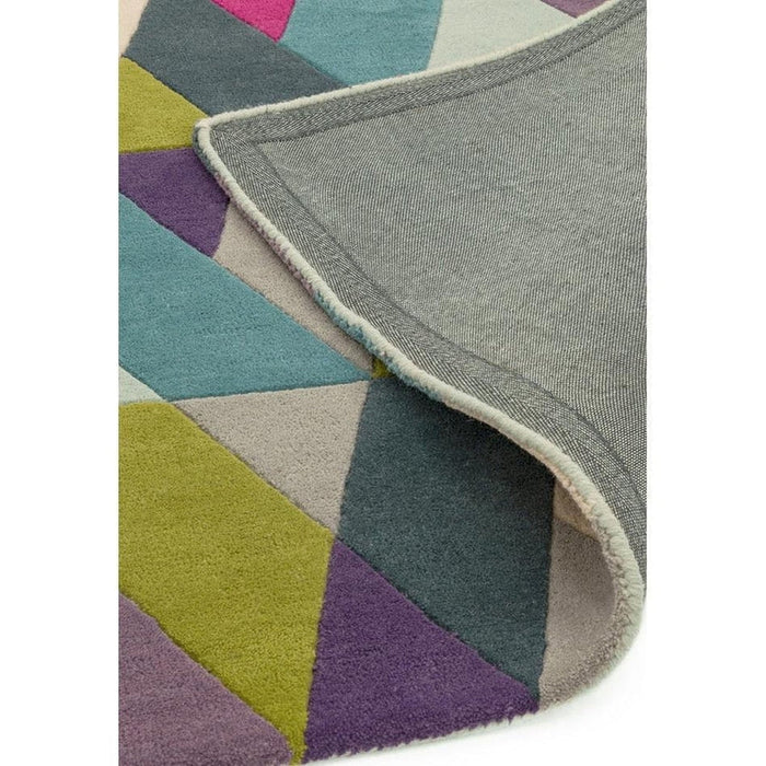 Funk Chevron Modern Geometric High-Density Heavyweight Hand-Woven Wool Blue/Green Multicolour Rug