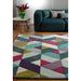 Funk Chevron Modern Geometric High-Density Heavyweight Hand-Woven Wool Blue/Green Multicolour Rug