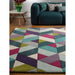 Funk Chevron Modern Geometric High-Density Heavyweight Hand-Woven Wool Blue/Green Multicolour Rug