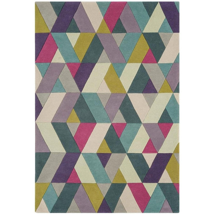 Funk Chevron Modern Geometric High-Density Heavyweight Hand-Woven Wool Blue/Green Multicolour Rug