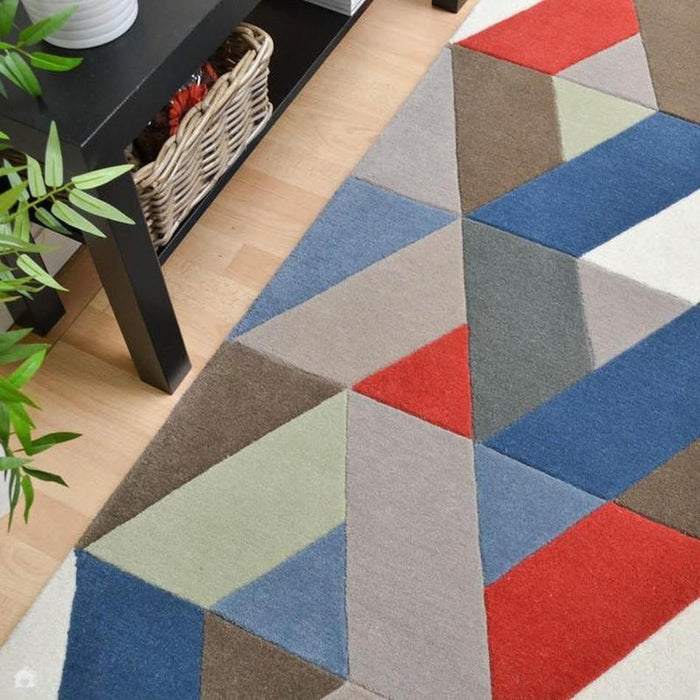 Funk Chevron moderne geometrische zwaargewicht handgeweven wollen veelkleurige loper met hoge dichtheid