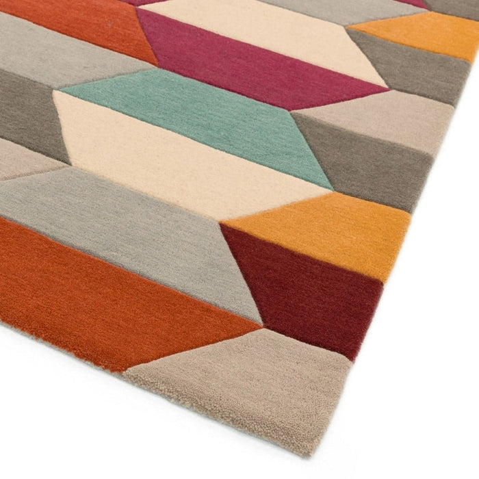 Funk Honeycomb Modern Geometric High-Density Heavyweight Hand-Woven Wool Bright Multicolour Rug