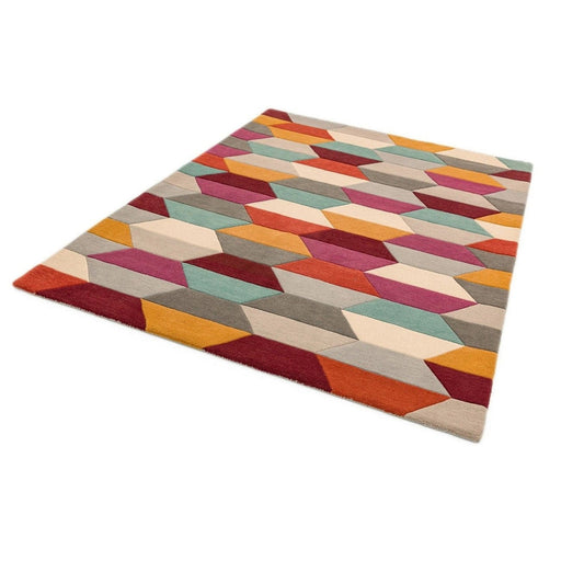 Funk Honeycomb Modern Geometric High-Density Heavyweight Hand-Woven Wool Bright Multicolour Rug