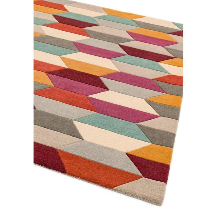 Funk Honeycomb Modern Geometric High-Density Heavyweight Hand-Woven Wool Bright Multicolour Rug