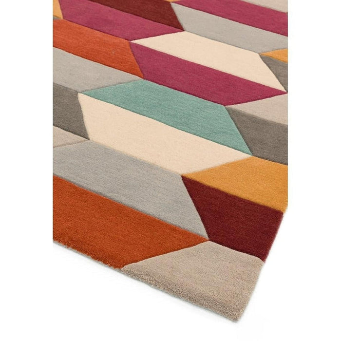 Funk Honeycomb Modern Geometric High-Density Heavyweight Hand-Woven Wool Bright Multicolour Rug