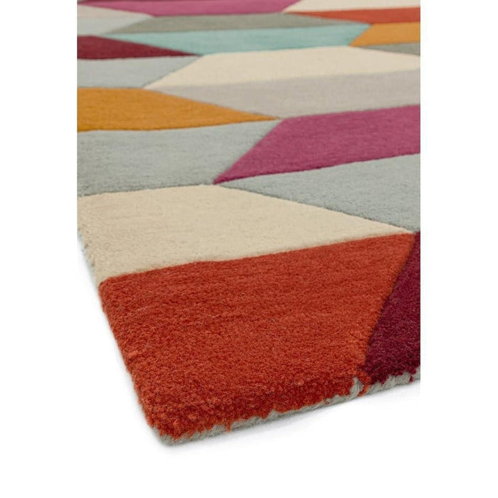 Funk Honeycomb Modern Geometric High-Density Heavyweight Hand-Woven Wool Bright Multicolour Rug