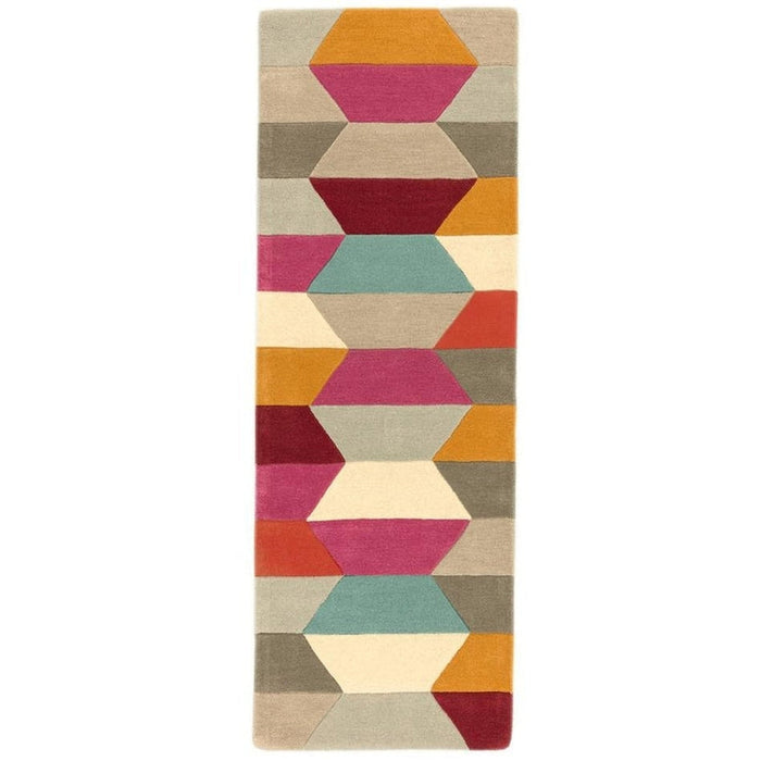 Funk Honeycomb Modern Geometric High-Density Heavyweight Hand-Woven Wool Bright Multicolour Rug