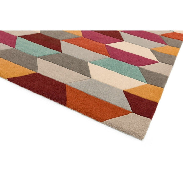 Funk Honeycomb Modern Geometric High-Density Heavyweight Hand-Woven Wool Bright Multicolour Rug