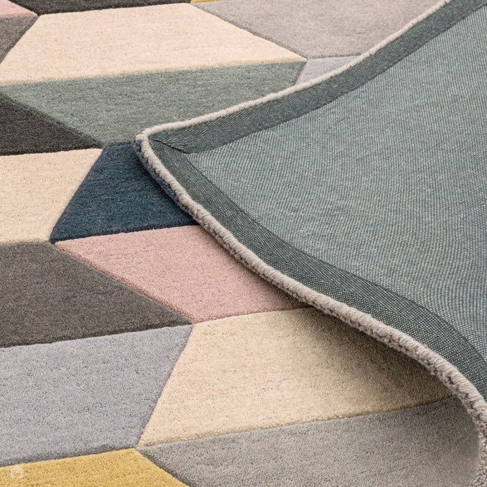 Funk Honeycomb Modern Geometric High-Density Heavyweight Hand-Woven Wool Pastel Multicolour Rug