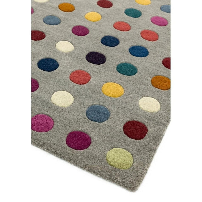 Funk Spotty Modern Geometric High-Density Heavyweight Hand-Woven Wool Grey/Multicolour Rug