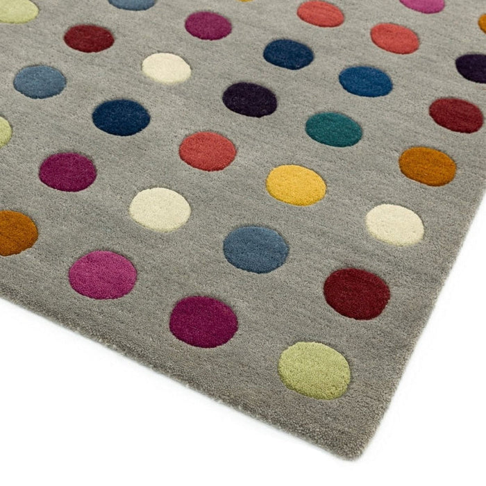 Funk Spotty Modern Geometric High-Density Heavyweight Hand-Woven Wool Grey/Multicolour Rug