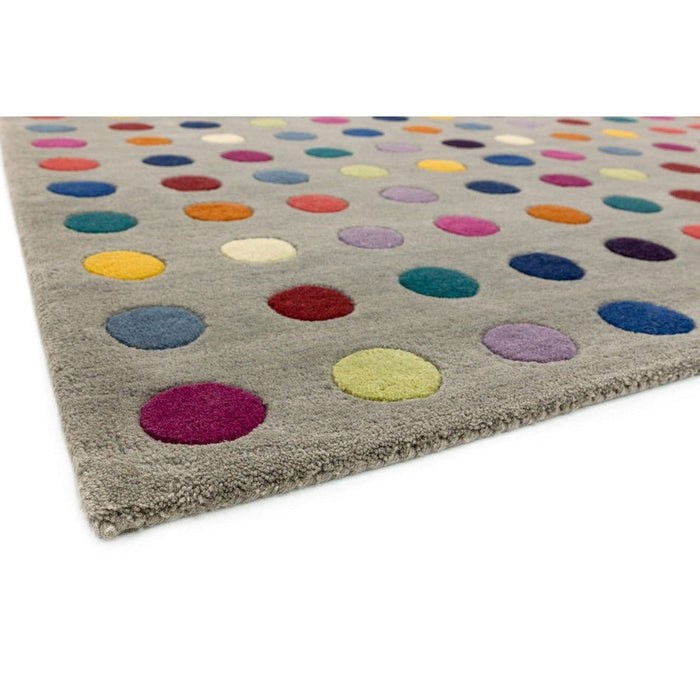 Funk Spotty Modern Geometric High-Density Heavyweight Hand-Woven Wool Grey/Multicolour Rug