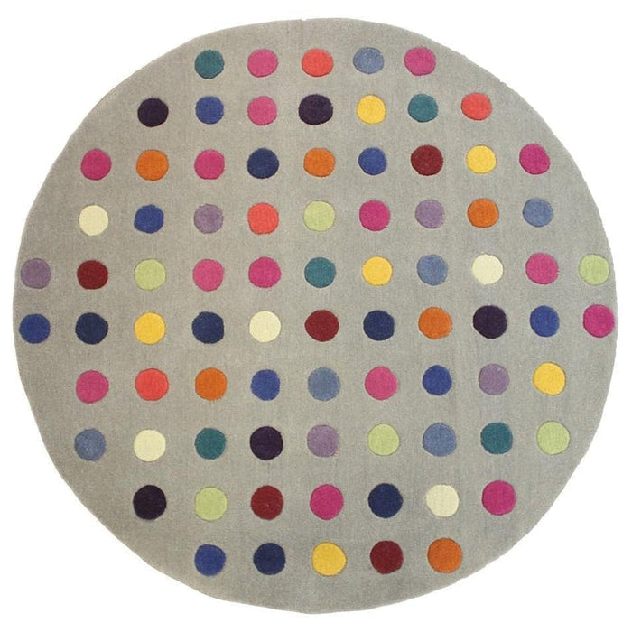 Funk Spotty Modern Geometric High-Density Heavyweight Hand-Woven Wool Grey/Multicolour Rug