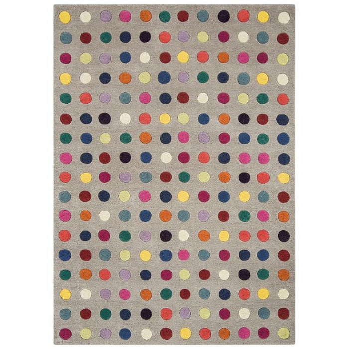 Funk Spotty Modern Geometric High-Density Heavyweight Hand-Woven Wool Grey/Multicolour Rug