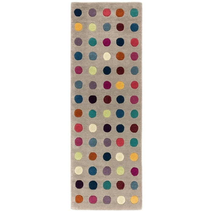 Funk Spotty Modern Geometric High-Density Heavyweight Hand-Woven Wool Grey/Multicolour Rug