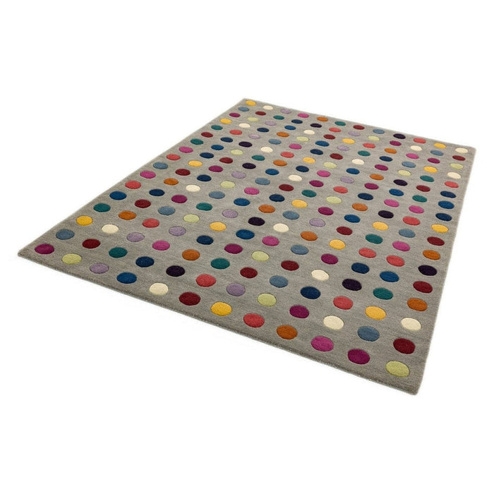 Funk Spotty Modern Geometric High-Density Heavyweight Hand-Woven Wool Grey/Multicolour Rug