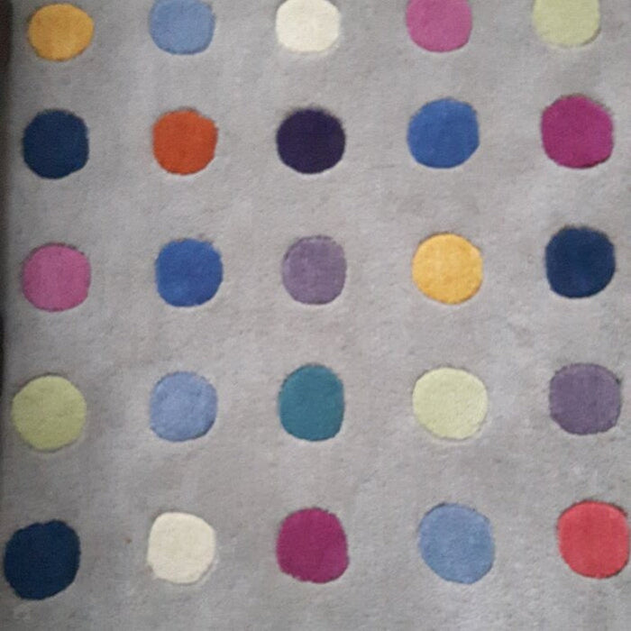 Funk Spotty Modern Geometric High-Density Heavyweight Hand-Woven Wool Grey/Multicolour Rug