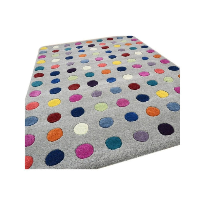 Funk Spotty Modern Geometric High-Density Heavyweight Hand-Woven Wool Grey/Multicolour Rug