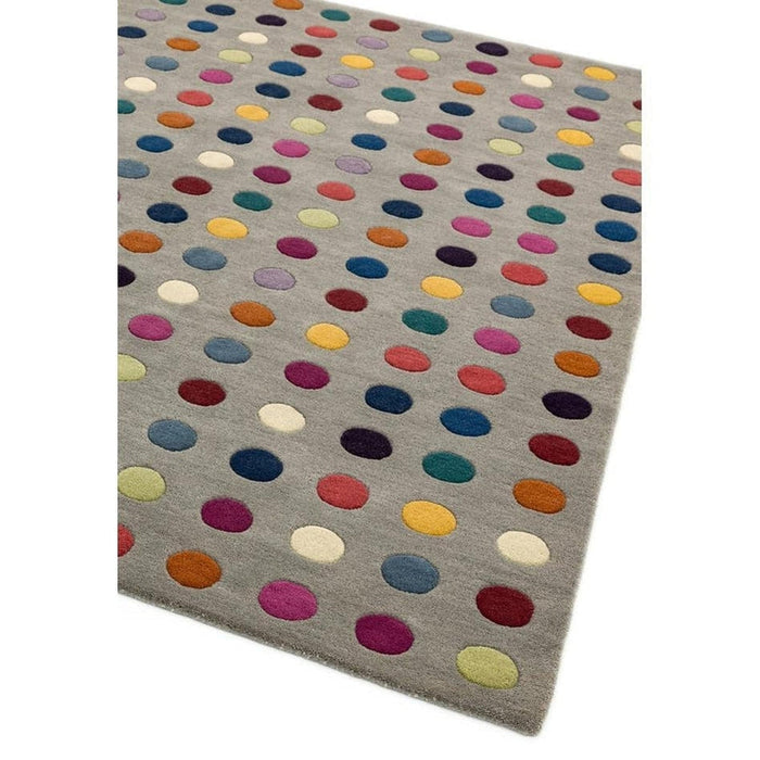 Funk Spotty Modern Geometric High-Density Heavyweight Hand-Woven Wool Grey/Multicolour Rug