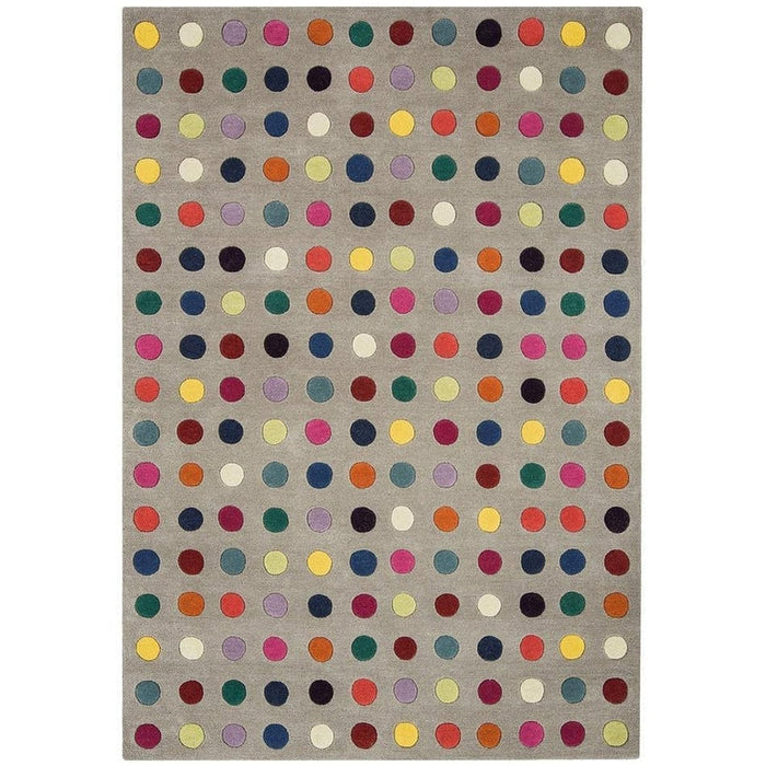 Funk Spotty Modern Geometric High-Density Heavyweight Hand-Woven Wool Grey/Multicolour Rug