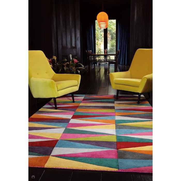 Funk Triangles Modern Geometric High-Density Heavyweight Hand-Woven Wool Multicolour Rug