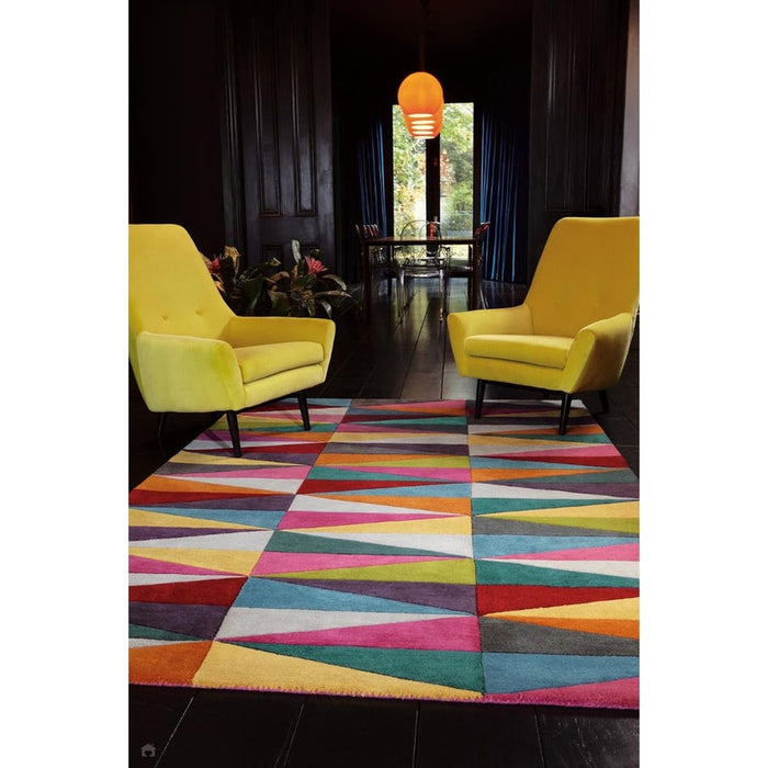 Funk Triangles Modern Geometric High-Density Heavyweight Hand-Woven Wool Multicolour Rug