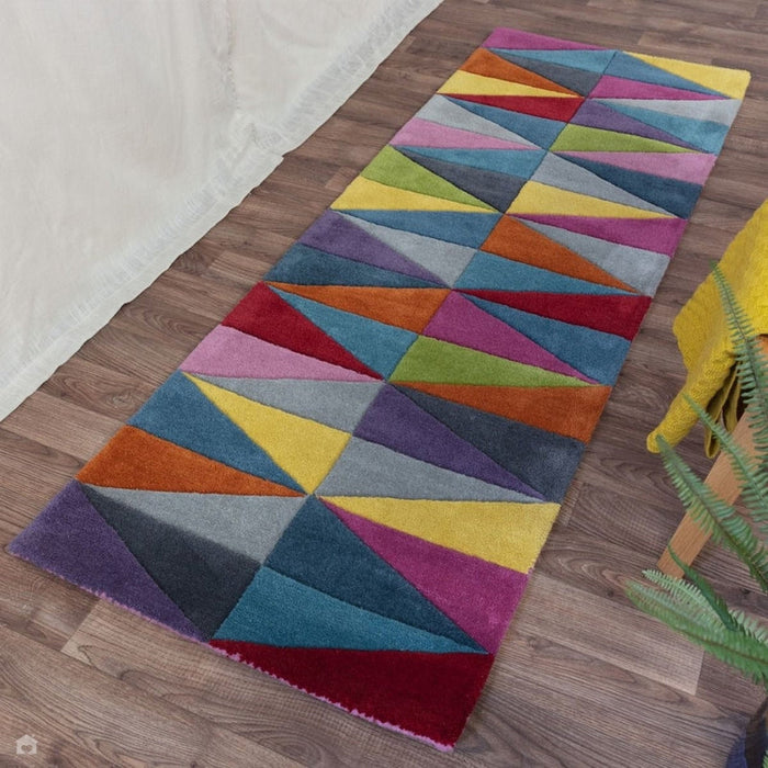 Funk Triangles Modern Geometric High-Density Heavyweight Hand-Woven Wool Multicolour Rug