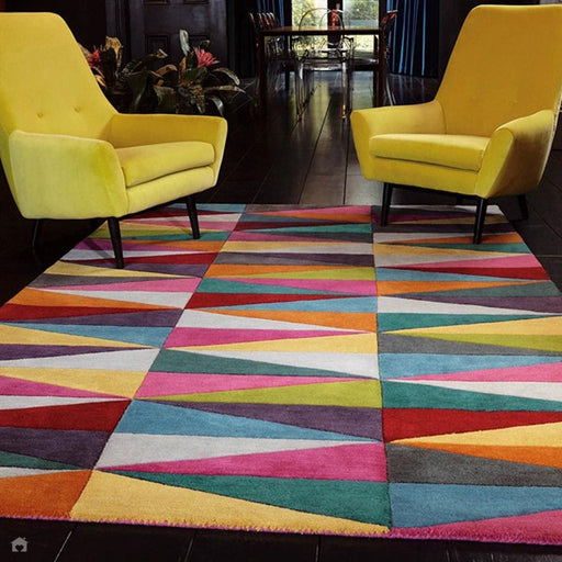 Funk Triangles Modern Geometric High-Density Heavyweight Hand-Woven Wool Multicolour Rug