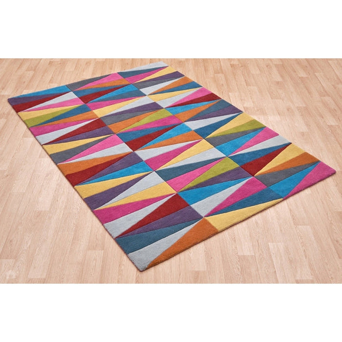 Funk Triangles Modern Geometric High-Density Heavyweight Hand-Woven Wool Multicolour Rug