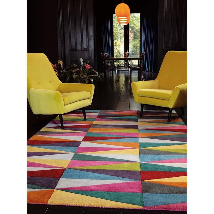 Funk Triangles Modern Geometric High-Density Heavyweight Hand-Woven Wool Multicolour Rug