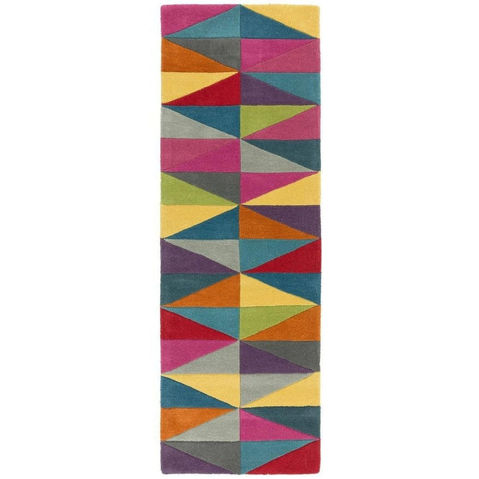 Funk Triangles Moderne geometrische zwaargewicht handgeweven wollen veelkleurige loper met hoge dichtheid