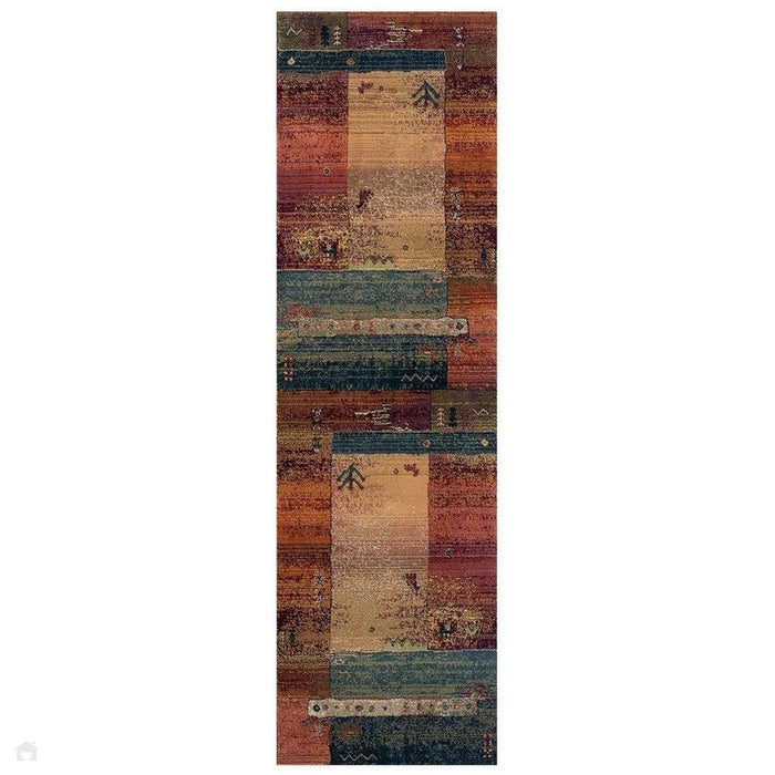 Gabbeh 217 X Traditional Persian Tribal Ethnic Pattern Print Multicolour/Brown/Beige/Terracotta/Rust/Green/Pink/Purple Rug