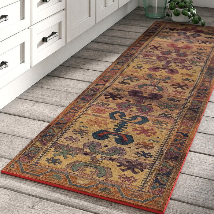 Gabbeh 50 C Traditional Persian Tribal Ethnic Pattern Print Multicolour/Beige/Brown/Terracotta/Rust/Green/Pink/Purple Rug