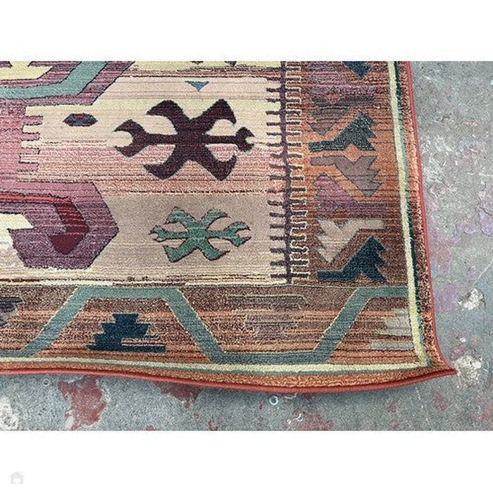 Gabbeh 50 C Traditional Persian Tribal Ethnic Pattern Print Multicolour/Beige/Brown/Terracotta/Rust/Green/Pink/Purple Rug